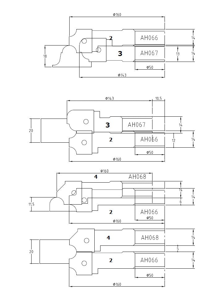 WP 4-delige set profielfrezen Z2 MAN
