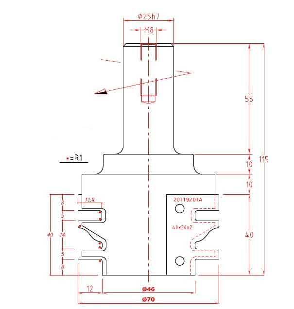WP profiel/contra-profielbovenfrees Z=2 R (inclusief mes A)
