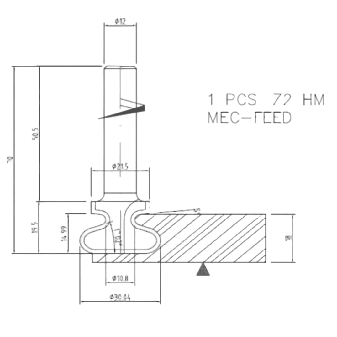 HW profielbovenfrees ogief -handgreep
