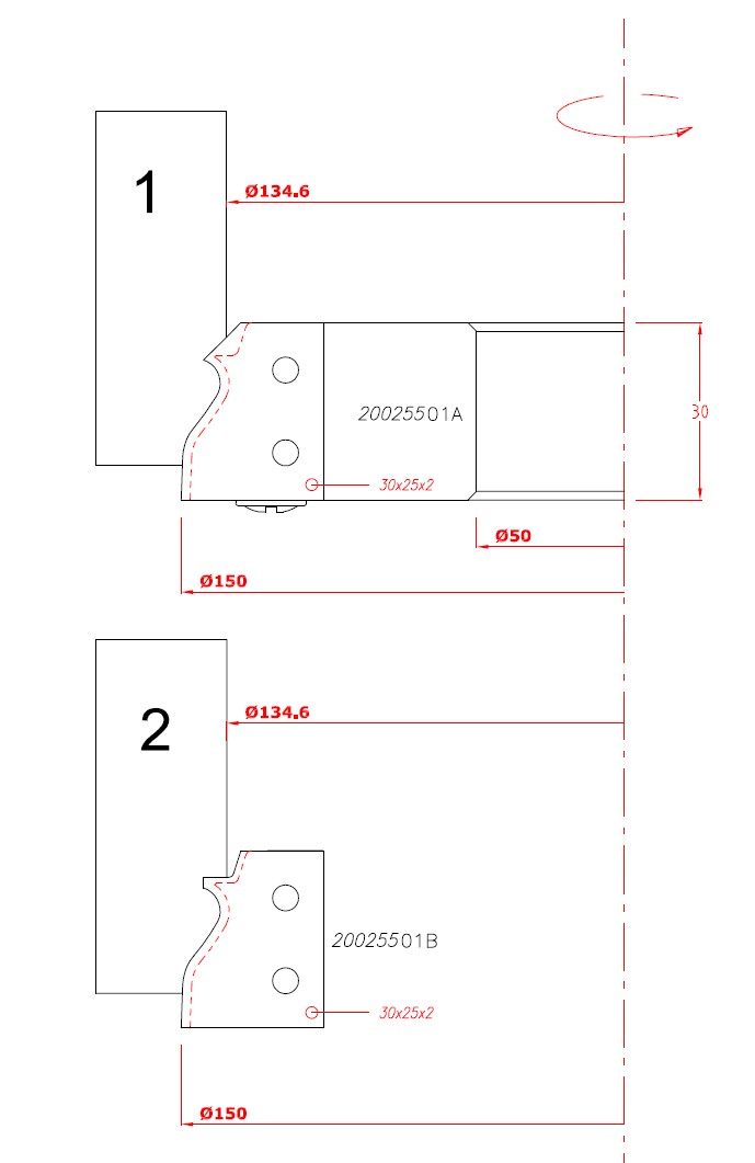 WP profielmessenkop plintprofiel Z=2 MAN