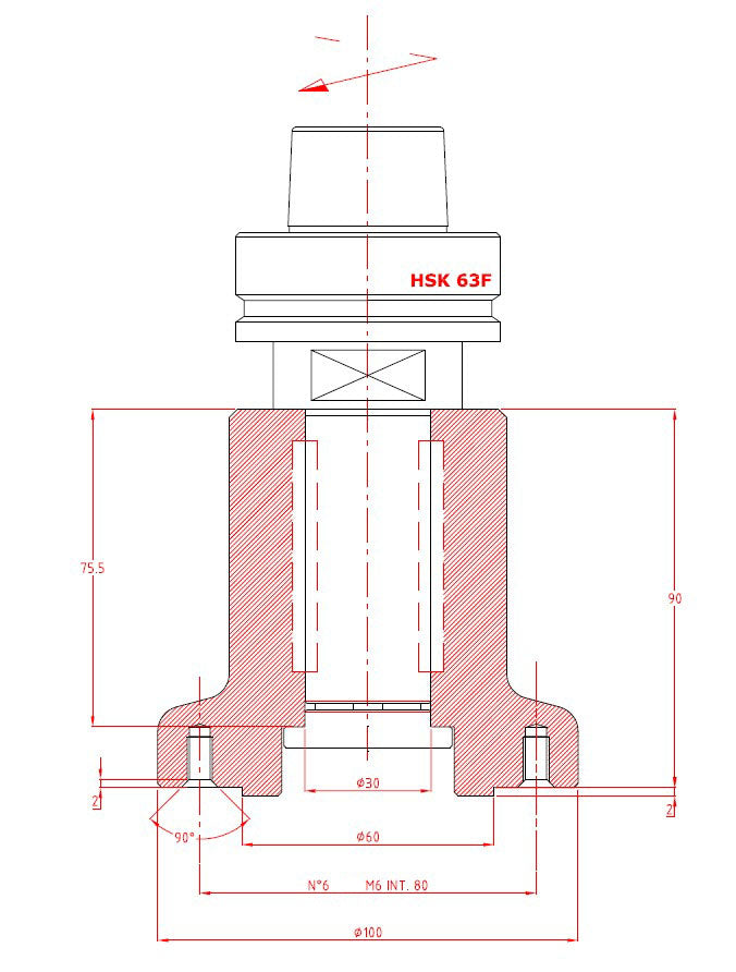 Zaagopname gemonteerd op HSK63F houder 6/M6/TK80