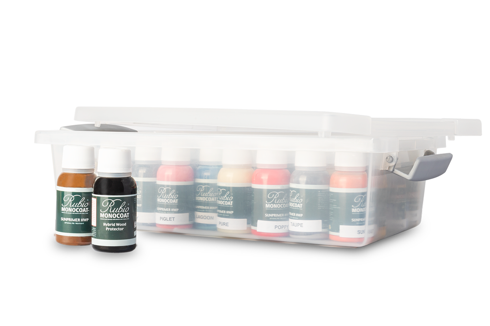 Rubio Monocoat Hybrid Wood Protector/SunPrimer - stalenset 40 kleuren plastic flesje 20 ml
