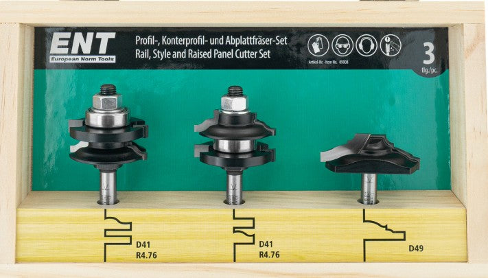 3-delige houten koffer HW-profiel & contraprofielfrezen met lager